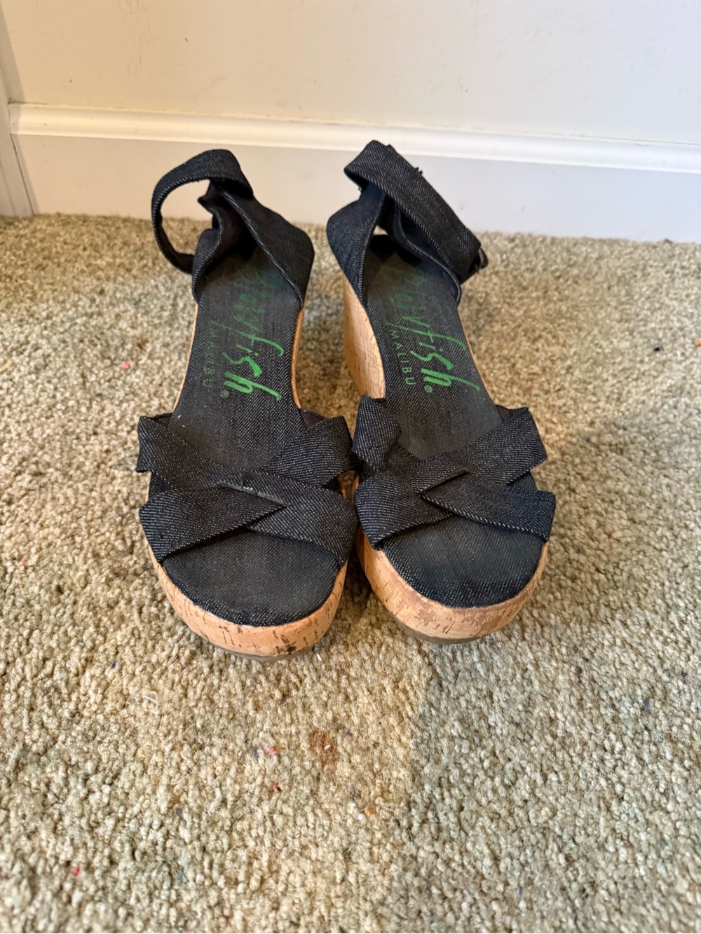 Black Cork Wedge Sandals by Blowfish